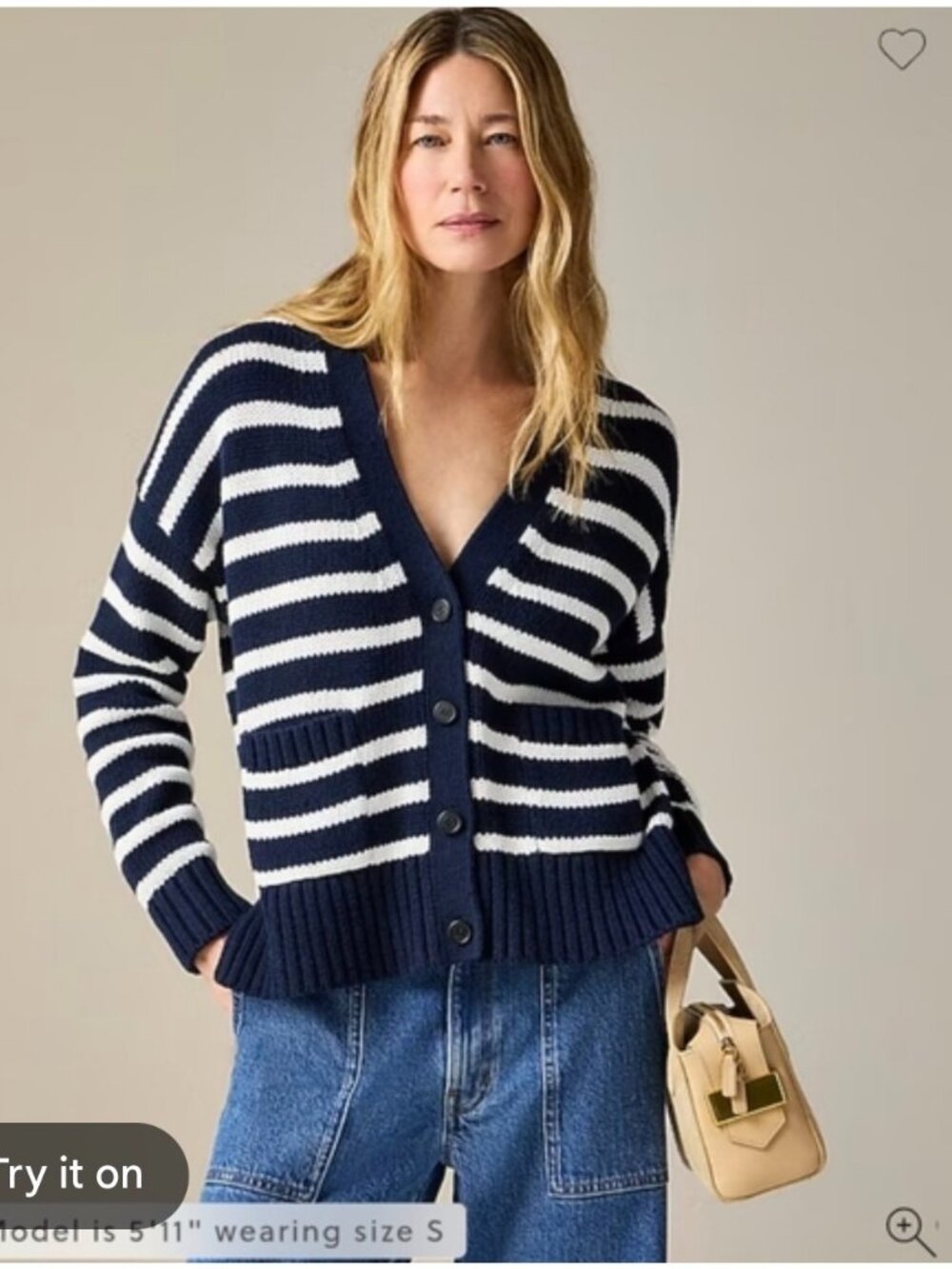 Jcrew Heritage Knit Stripe Cardigan Women Large Fisherman Nautical Preppy Outdoo